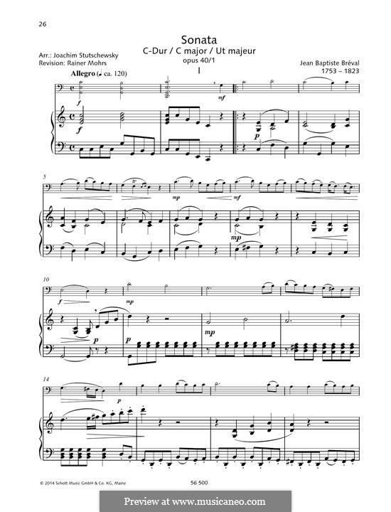 Sonate für Cello und Klavier in c-Dur, Op.40: Partitur by Jean-Baptiste Bréval