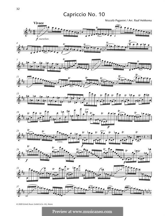 Vierundzwanzig Capricen, Op.1: Caprice No.10 by Niccolò Paganini