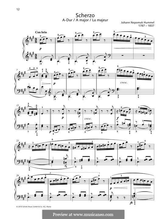 Scherzo in A-Dur: Für Klavier by Johann Nepomuk Hummel