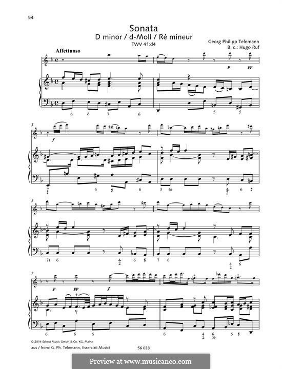 Sonata in D Minor, TWV 41:d4: Sonata in D Minor by Georg Philipp Telemann