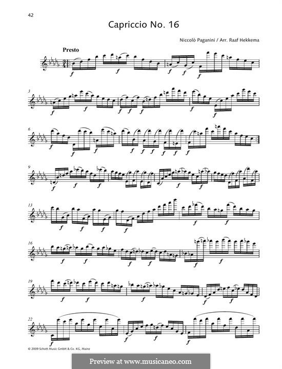 Vierundzwanzig Capricen, Op.1: Caprice No.16 by Niccolò Paganini