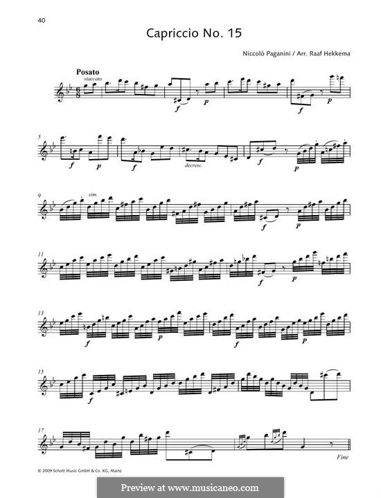 Vierundzwanzig Capricen, Op.1: Caprice No.15 by Niccolò Paganini