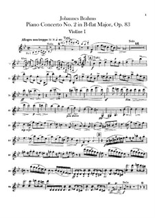 Konzert für Klavier und Orchester Nr.2 in B-Dur, Op.83: Violinstimme I by Johannes Brahms