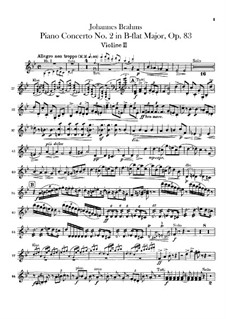 Konzert für Klavier und Orchester Nr.2 in B-Dur, Op.83: Violinstimme II by Johannes Brahms