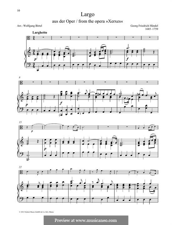 Largo (Ombra mai fu) printable score: Für Viola und Klavier by Georg Friedrich Händel