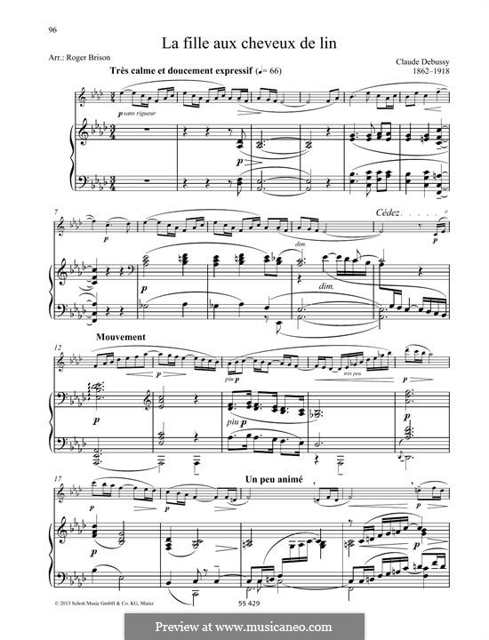 Nr.8 Das Mädchen mit dem flachsfarbenen Haar: For any instrument and piano by Claude Debussy