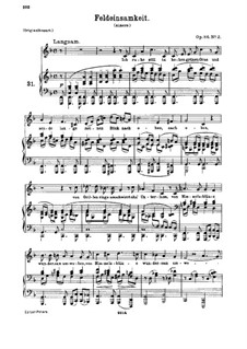 Sechs Lieder, Op.86: Nr.2 Feldeinsamkeit  by Johannes Brahms