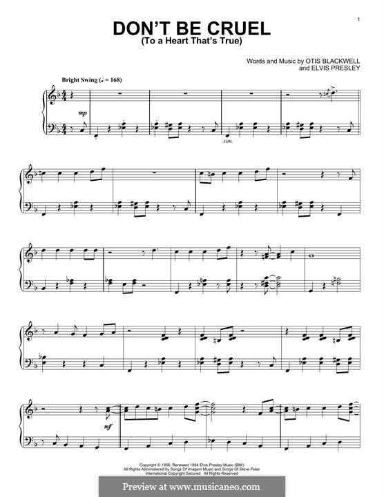 Don't Be Cruel: Für Klavier (jazz version) by Elvis Presley, Otis Blackwell