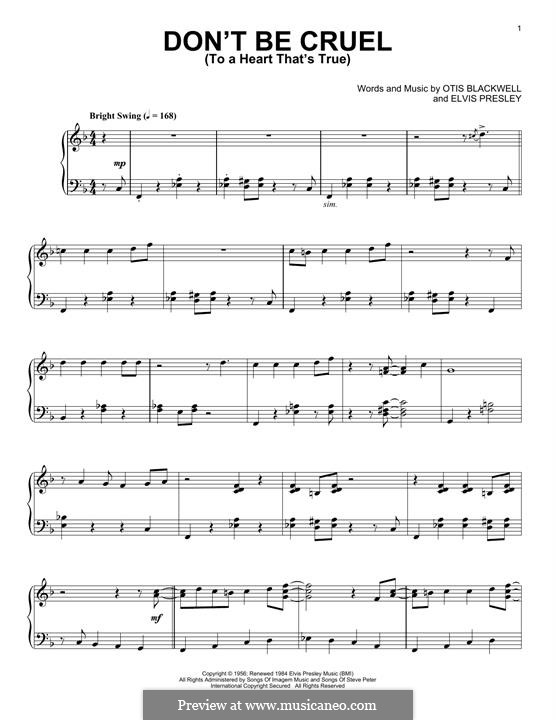 Don't Be Cruel: Für Klavier (jazz version) by Elvis Presley, Otis Blackwell