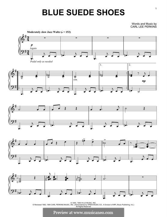 Blue Suede Shoes (Elvis Presley): Für Klavier (jazz version) by Carl Lee Perkins