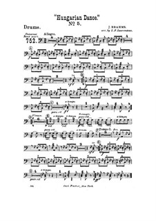 Tanz Nr.5 in fis-Moll: Für Blasorchester – Schlagzeugstimme by Johannes Brahms