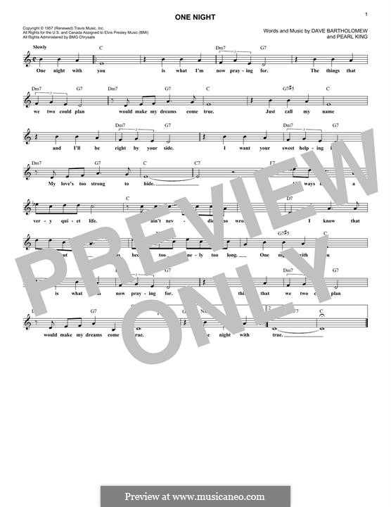 One Night (Elvis Presley): Für Keyboard by Anita Steiman, Dave Bartholomew, Pearl King