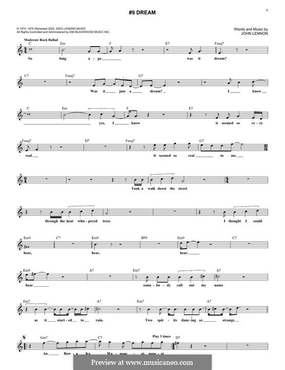 No.9 Dream: Für Keyboard by John Lennon