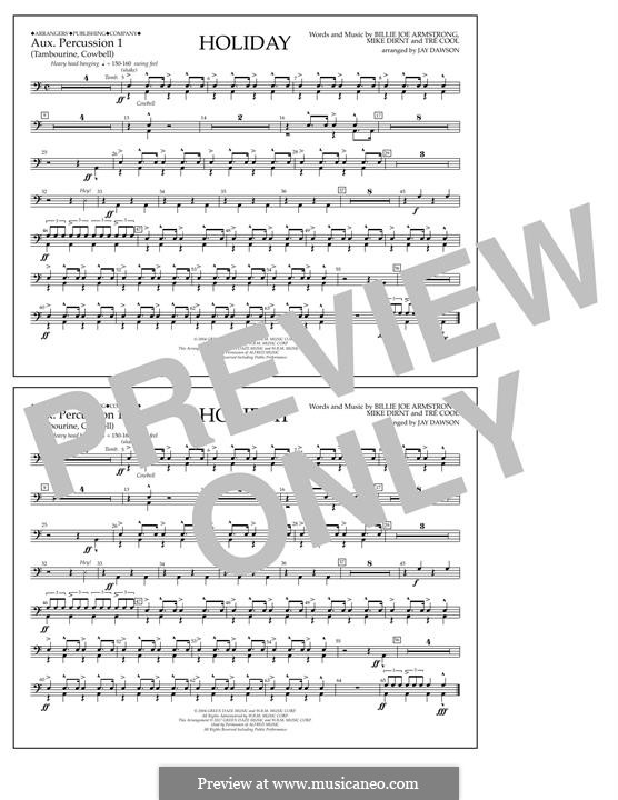 Holiday (Green Day): Aux. Percussion 1 part by Billie Joe Armstrong, Tré Cool, Michael Pritchard
