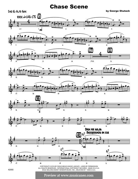 Chase Scene: 2nd Eb Alto Saxophone part by George Shutack