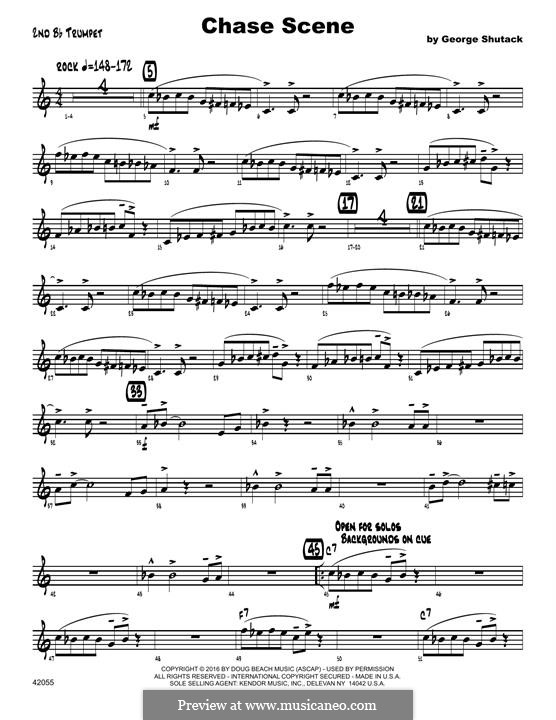 Chase Scene: 2nd Bb Trumpet part by George Shutack