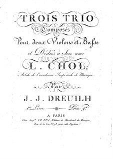 Drei Trios für zwei Violinen und Cello: Cellostimme by Jean Jacques Dreuilh