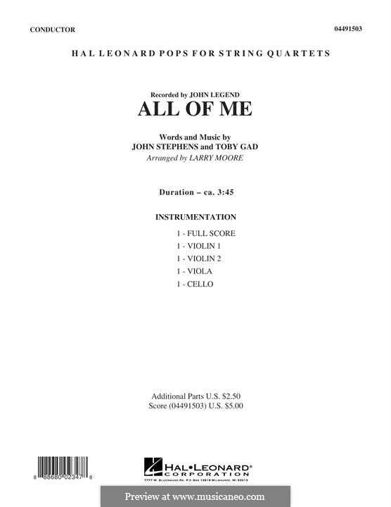 All of Me: For string quartet – Full Score by John Stephens, Tobias Gad