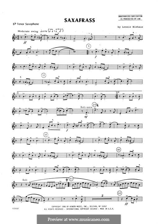 Saxafrass: 1st Eb Alto Saxophone part by Lennie Niehaus