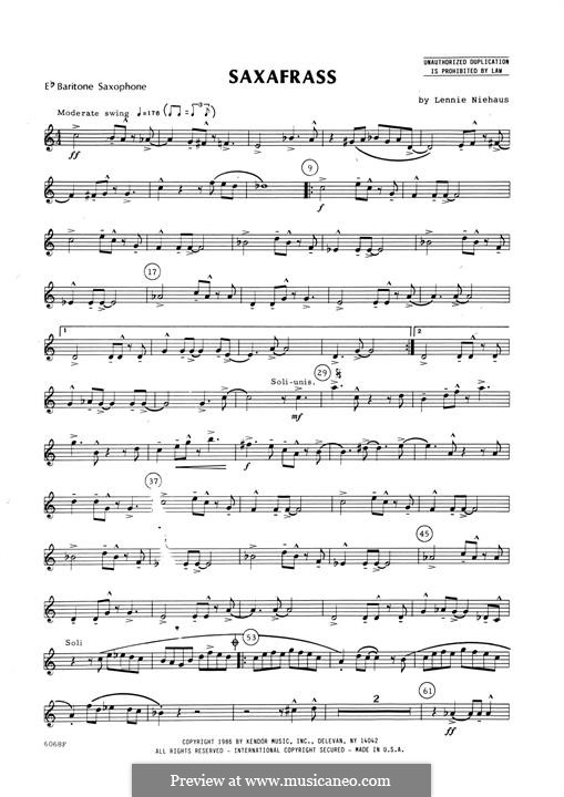 Saxafrass: Bb Tenor Saxophone part by Lennie Niehaus