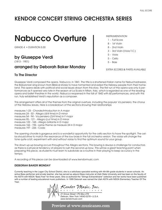 Ouvertüre: For strings – Full Score by Giuseppe Verdi