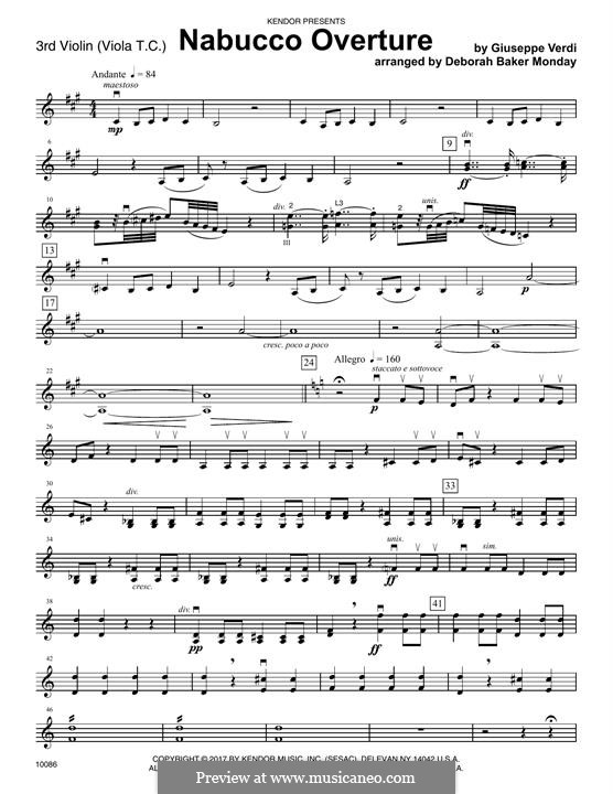 Ouvertüre: For strings – Violin 3 (Viola T.C.) part by Giuseppe Verdi