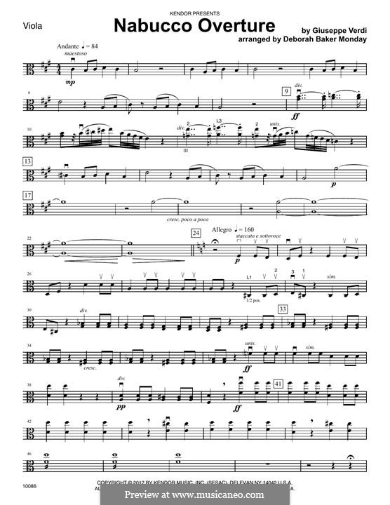 Ouvertüre: For strings – Viola part by Giuseppe Verdi