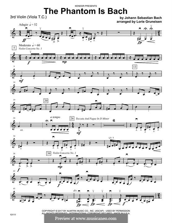 The Phantom is Bach: Violin 3 (Viola T.C.) part by Johann Sebastian Bach