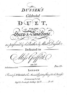Duo für Harfe und Klavier, Op.38 Craw 170: Duo für Harfe und Klavier by Jan Ladislav Dussek