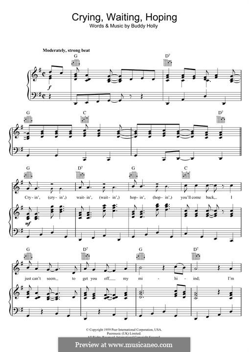 Crying, Waiting, Hoping: Für Stimme und Klavier (oder Gitarre) by Buddy Holly