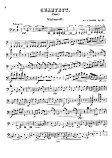 Streichquartett Nr.11 in C-Dur, B.121 Op.61: Cellostimme by Antonín Dvořák