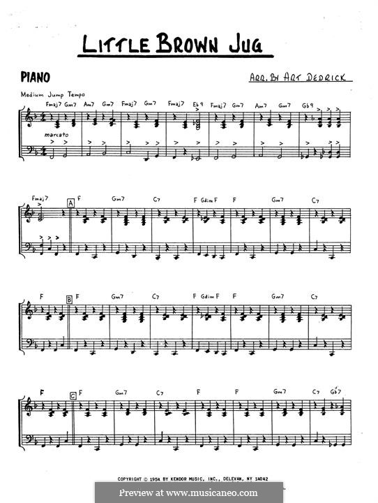Little Brown Jug: Klavierstimme by folklore