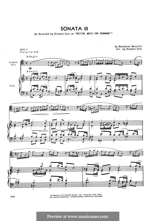 Sonata III: Piano Accompaniment by Benedetto Marcello