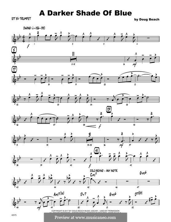 A Darker Shade of Blue: 1st Bb Trumpet part by Doug Beach