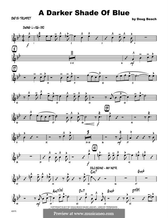 A Darker Shade of Blue: 2nd Bb Trumpet part by Doug Beach