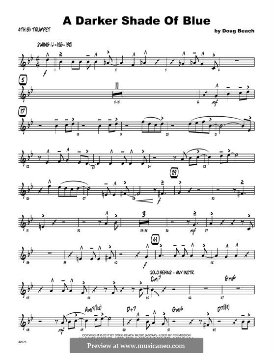 A Darker Shade of Blue: 4th Bb Trumpet part by Doug Beach