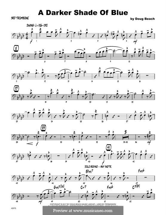 A Darker Shade of Blue: 3rd Trombone part by Doug Beach