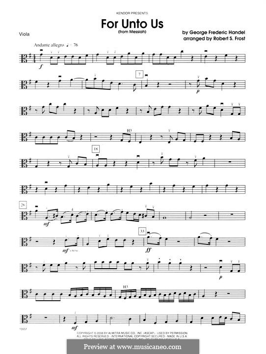 N.12 Uns ist zum Heil ein Kind geboren: Violastimme by Georg Friedrich Händel