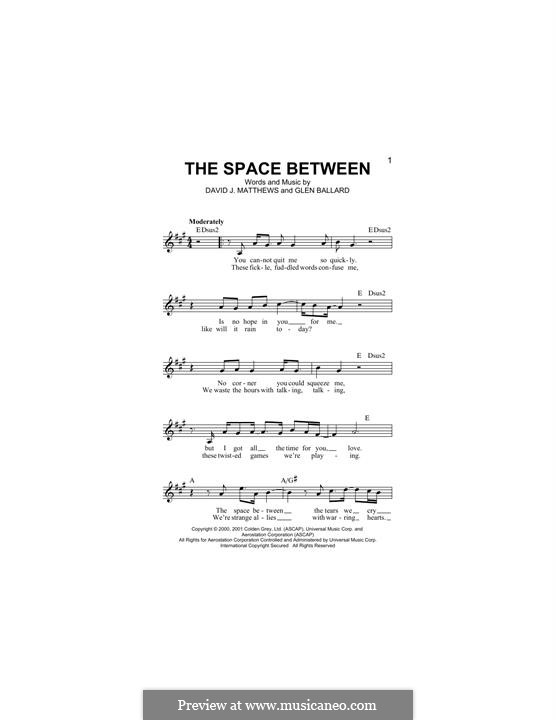 The Space Between (Dave Matthews Band): Für Keyboard by David J. Matthews, Glen Ballard