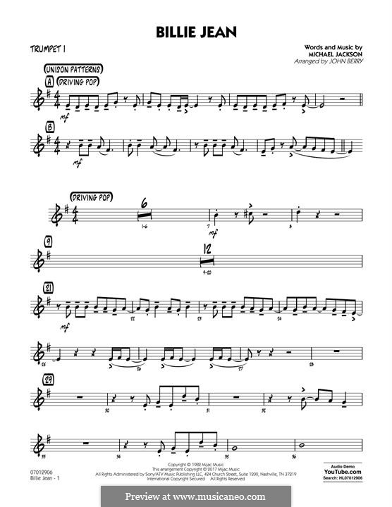 Billie Jean (arr. John Berry): Trumpet 1 part by Michael Jackson