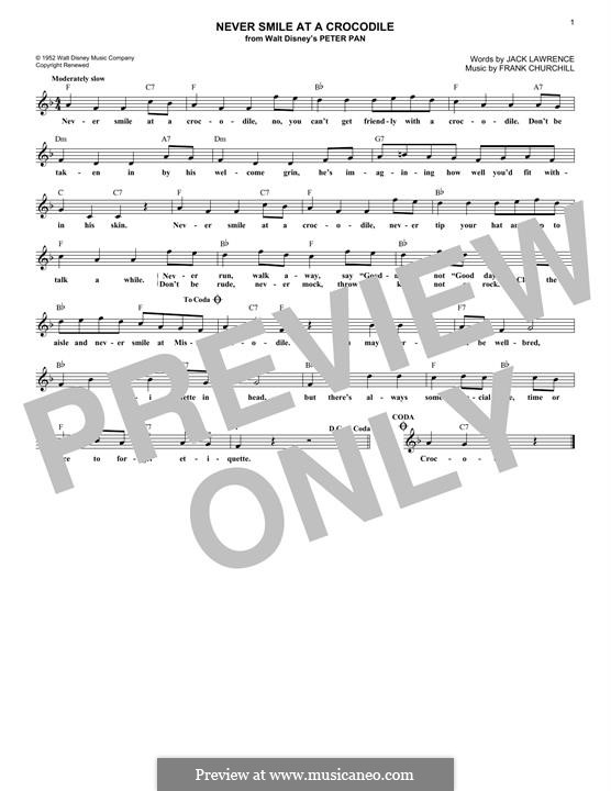 Never Smile at a Crocodile: Für Keyboard by Frank Churchill