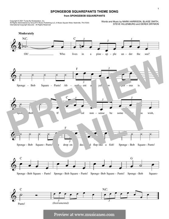 SpongeBob SquarePants Theme Song: Für Keyboard by Blaise Smith, Derek Drymon, Mark Harrison, Steve Hillenburg