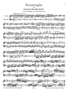 Passacaglia über Thema aus Suite von G. Händel für Cembalo: Bearbeitung für Violine und Bratsche by Johan Halvorsen
