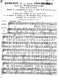 Cendrillon: Romanze, für Stimme und Klavier (oder Harfe) by Nicolò Isouard