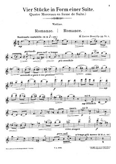 Vier Stücke in Form einer Suite für Violine und Klavier, Op.99: Solostimme by Marco Enrico Bossi