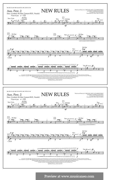 New Rules (Dua Lipa): Aux. Perc. 2 part by Ian Kirkpatrick, Emily Schwartz, Caroline Ailin