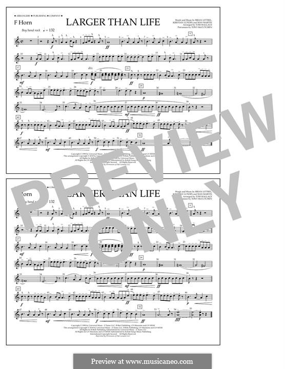Larger Than Life (Backstreet Boys): F Horn part by Brian T. Littrell, Kristian Lundin, Max Martin