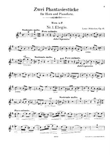Zwei Fantasiestücke für Waldhorn und Klavier, Op.35: Solostimme by Louis Bödecker