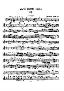 Zwei Leichte Trios für Violine, Cello und Klavier, Op.330: Trio Nr.1 – Violinstimme by Carl Böhm