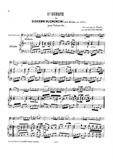 Sonate für Cello und Klavier Nr.1: Partitur, Solostimme by Giovanni Battista Bononcini